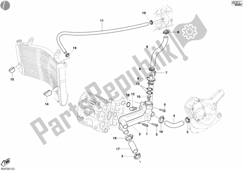 Toutes les pièces pour le Circuit De Refroidissement du Ducati Superbike 999 R USA 2006